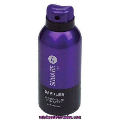 Desodorante Spray Hombre Antimanchas Impulse, 4 Square, Bote 150 Cc