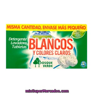 Detergente Lavadora Pastilla Ropa Blanca Y Colores Claros, Bosque Verde, Caja 1 Kg - 20 Lavados