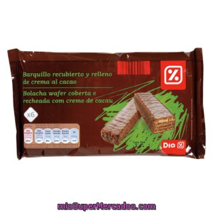 Dia Barquillo Recubierto Y Relleno De Crema Al Cacao Bolsa 120 Gr