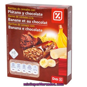 Dia Barritas Cereales Chocolate Y Platano Caja 6 Uds 150 Gr