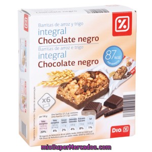 Dia Barritas Cereales Integral Chocolate Negro Caja 6 Uds 129 Gr