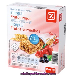 Dia Barritas Cereales Integral Frutos Rojos Caja 6 Uds 129 Gr