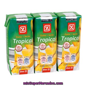Dia Bebidas De Frutas Con Leche Tropical Pack 3 Briks 33 Cl