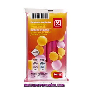 Dia Caramelos Crujientes Sabor Naranja, Fresa Y Limón Bolsa 132 Gr