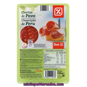 Dia Chorizo De Pavo Lonchas Envase 150 Gr