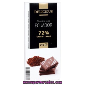 Dia Delicious chocolate Negro 72% Cacao Origen Ecuador Tableta 100 Gr