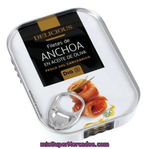 Dia Delicious filetes De Anchoa Del Cantábrico En Aceite De Oliva Lata 55 G