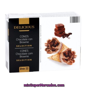 Dia Delicious Helado Cono Chocolate Brownie Caja 276 Gr