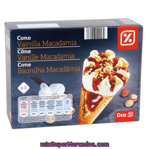Dia Delicious Helado Cono Vainilla Macadamia Caja 264 Gr