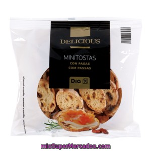 Dia Delicious Mini Tostas Con Pasas Bolsa 100 Gr