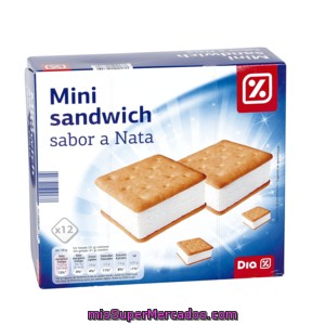 Dia Helado Mini Sandwich Sabor Nata 12 Uds Caja 372 Gr