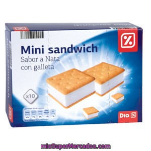 Dia Helado Mini Sandwich Sabor Nata Con Galleta Caja 310 Gr
