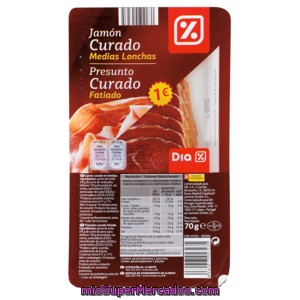 Dia Jamón Curado Medias Lonchas Envase 70 Gr