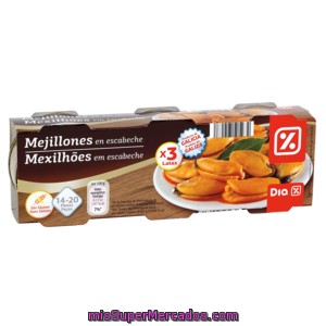 Dia Mejillones En Escabeche Pack De 3 Latas X 43 Grs