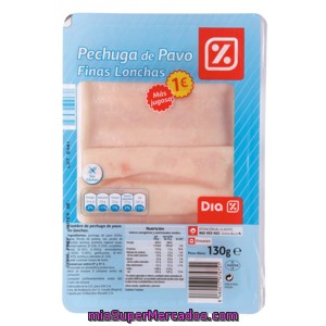 Dia Pechuga De Pavo Finas Lonchas Envase 130 Gr