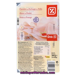 Dia Pechuga Pollo Finas Lonchas Envase 2x100 Gr