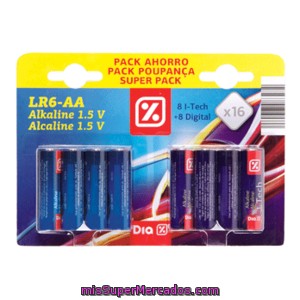 Dia Pilas Alcalinas Lr6-aa Pack 8 + 8 Uds