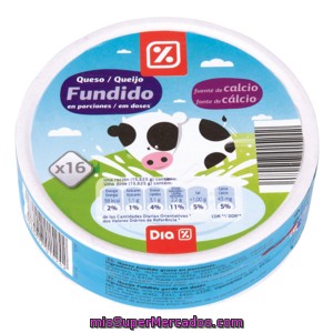 Dia Queso Fundido Natural 16 Porciones Caja 250 G