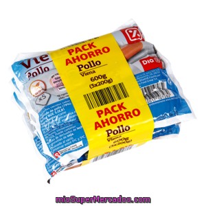 Dia Salchichas Pollo Viena Envase Multipack 3x200 G