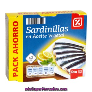 Dia Sardinilla En Aceite Vegetal Pack De 2 Latas De 63 Grs