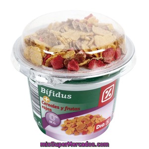 Dia Yogur Bífidus Con Cereales Y Frutos Rojos 0% M.g. Vaso 180 Gr