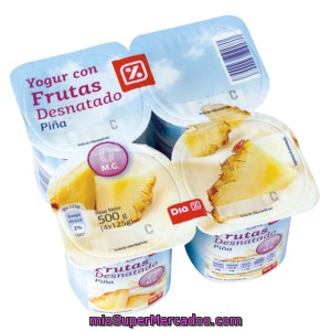 Dia Yogur Desnatado Con Piña Pack 4 Unidades 125 Gr