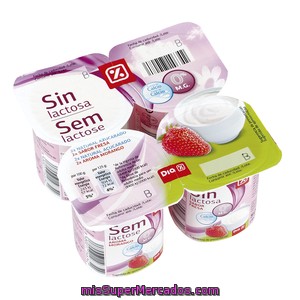 Dia Yogur Fresa Sin Lactosa 0 % Pack 4 Unidades 125 Gr