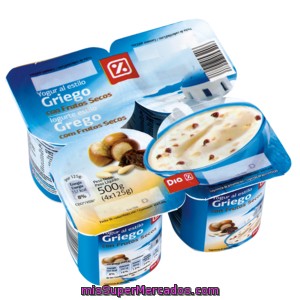 Dia Yogur Griego Con Frutos Secos Pack 4 Unidades 125 G