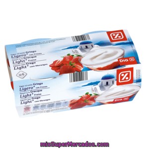 Dia Yogur Griego Ligero Con Fresas Pack 4 Unidades 125 G