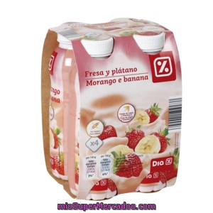 Dia Yogur Líquido Fresa Y Plátano Pack 4 Botellas 180 Gr