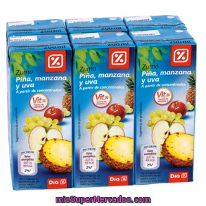 Dia Zumo Piña Manzana Uva Pack 6 Brik 20 Cl