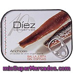 Diez Filetes De Anchoa Del Cantábrico En Aceite De Oliva Lata 50 G Neto Escurrido