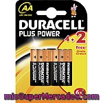 Duracell Pila Plus Power Alcalina Aa (lr6-mn1500) 1,5 Voltios Blister 4 Unidades + 2 Gratis