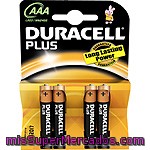 Duracell Pila Plus Power Alcalina Aaa (lr03-mn2400) 1,5 Voltios Blister 4 Unidades
