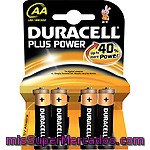 Duracell Plus Alcalina Aa (lr6 - Mn1500) 1,5 Voltios Blister 4 Unidades