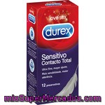 Durex Love Sex Sensitivo Contacto Total Preservativo Ultra Fino, Mayor Ajuste Caja 12 Unidades