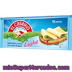 El Caserio Queso Fundido Light Con Vitamina D + Calcio 16 Lonchas Bolsa 300 G