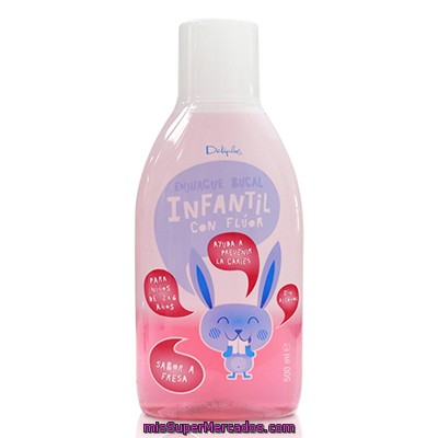 Enjuague Bucal Infantil Kids +2 Años Con Fluor Previene Las Caries Y Sin Alcohol (sabor Fresa) *vuelta Al Cole*, Deliplus, Botella 500 Cc