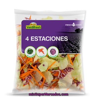 Ensalada 4 Estaciones (lechuga Iceberg, Zanahoria, Col Lombarda), Varios, Bolsa 250 G