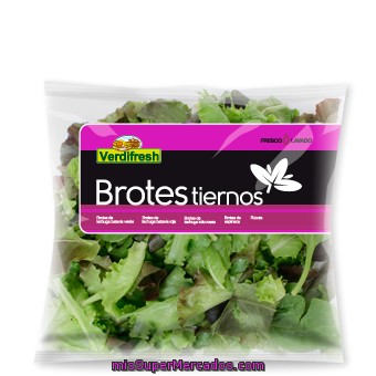 Ensalada Brotes Tiernos (lechuga Batavia, Lollo Rossa, Espinaca, Rucula), Varios, Bolsa 100 G