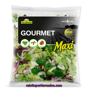 Ensalada Gourmet Maxi  (escarola Rizada, Canonigo, Radicchio), Verdifresh, Bolsa 300 G