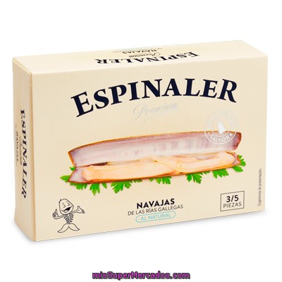 Espinaler Navajas Al Natural De Las Rías Gallegas 3-5 Piezas Lata 65 G Neto Escurrido