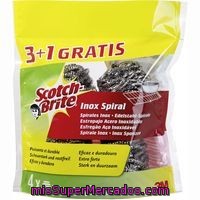 Estropajo Inox Spiral Scotch-brite, Pack 3+1 Unid.