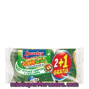 Estropajo Poder Verde Con Esponja 2+1 Spontex 3 Ud.