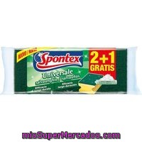 Estropajo Salvauñas Fibra Verde Spontex, Pack 2+1 Unid.