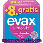 Evax Cottonlike Compresa Normal Con Alas Pack Ahorro 56 Unidades + 8 Gratis Envase 64 Unidades
