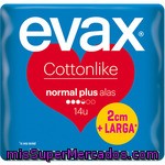 Evax Cottonlike Compresa Normal Plus Con Alas Bolsa 14 Unidades