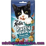 Felix Party Mix Ocean Mix Snack Para Gatos Con Sabor A Salmón, Pescado Blanco Y Trucha Paquete 60 G