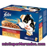 Felix Sensations Aliemento Para Gato Con Una Selección De Carnes En Gelatinas Pack 12 Bolsa 100 G
