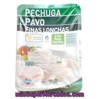 Fiambre Pechuga Pavo Lonchas Finas Hierbas, Hacendado, Paquete 200 G